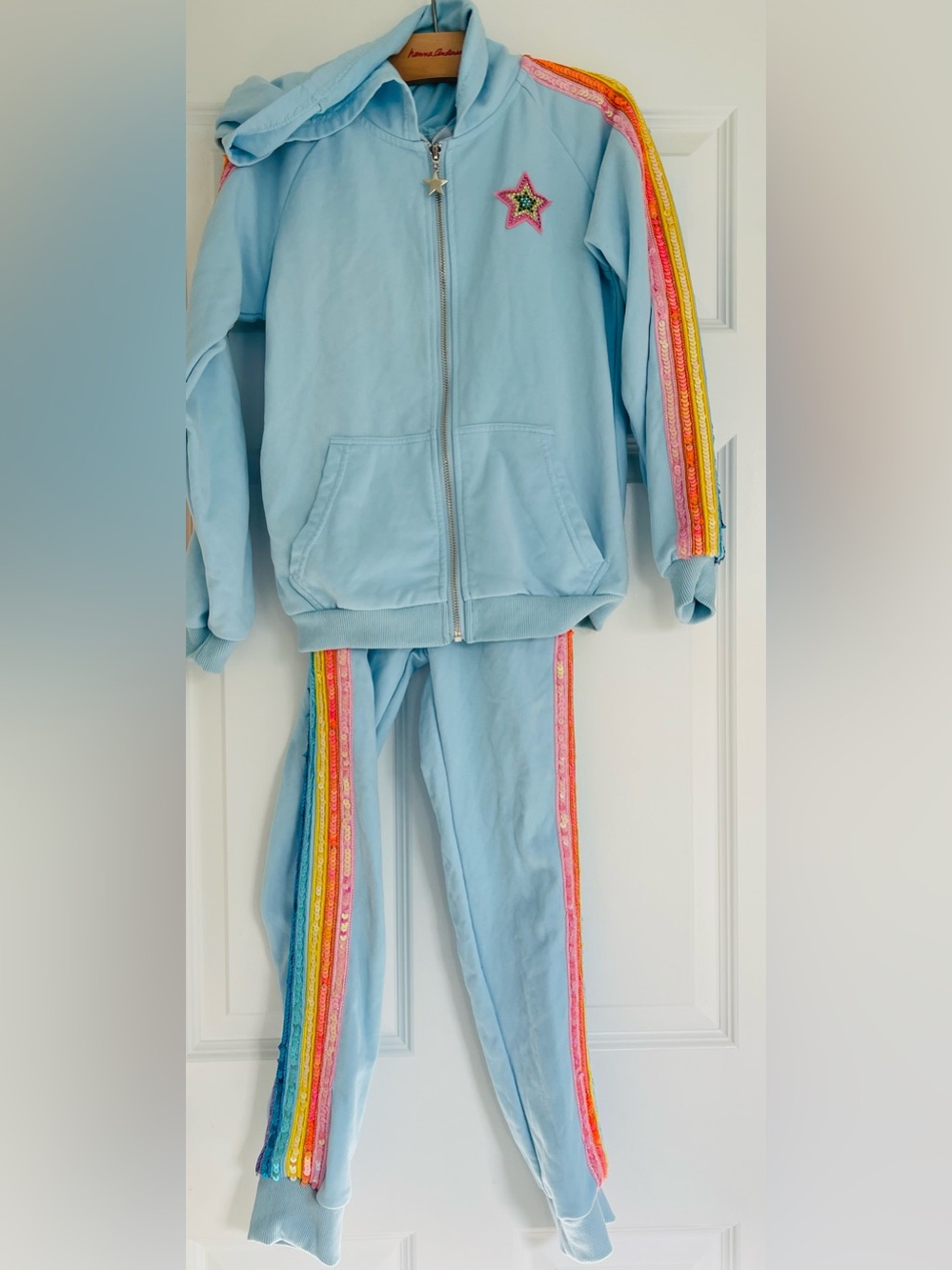 Lola and the Boys rainbow hoodie set - size 12